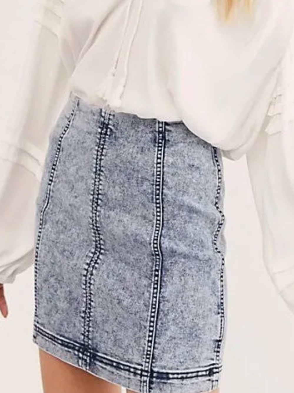 Free People Modern Femme Denim Mini Skirt 90’s Revival Back Zip
